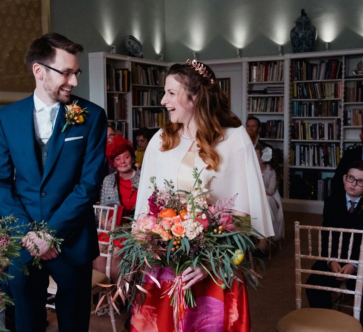 Etsy Wedding In London Pub With Artistic Woodland Details Bride In Bold Skirt By Coast & Bridesmaid In Sequinned Dress With Images By Claudia Rose Carter