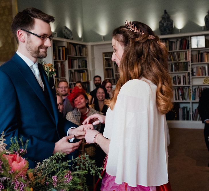 Etsy Wedding In London Pub With Artistic Woodland Details Bride In Bold Skirt By Coast & Bridesmaid In Sequinned Dress With Images By Claudia Rose Carter