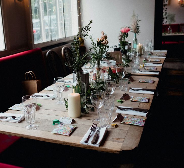 Etsy Wedding In London Pub With Artistic Woodland Details Bride In Bold Skirt By Coast & Bridesmaid In Sequinned Dress With Images By Claudia Rose Carter