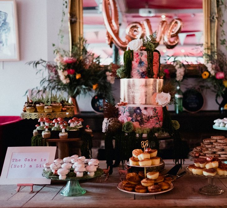 Etsy Wedding In London Pub With Artistic Woodland Details Bride In Bold Skirt By Coast & Bridesmaid In Sequinned Dress With Images By Claudia Rose Carter