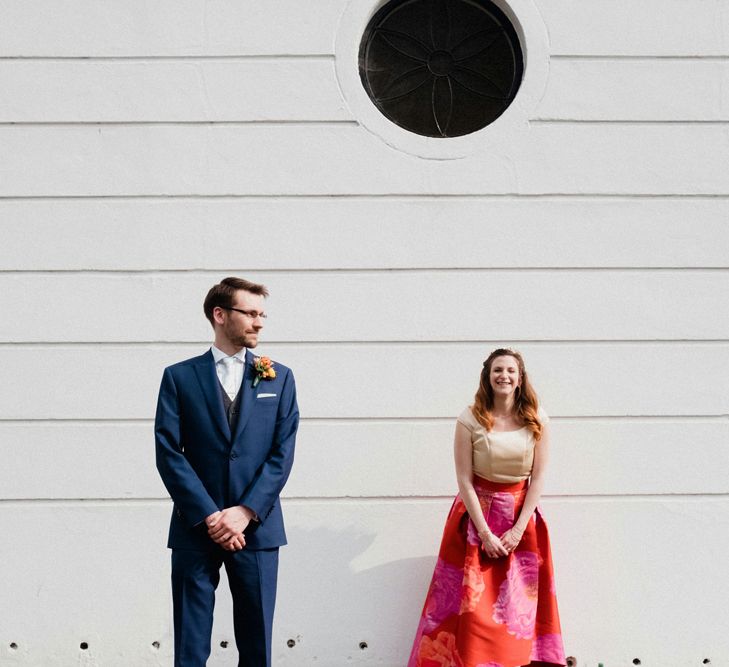 Etsy Wedding In London Pub With Artistic Woodland Details Bride In Bold Skirt By Coast & Bridesmaid In Sequinned Dress With Images By Claudia Rose Carter