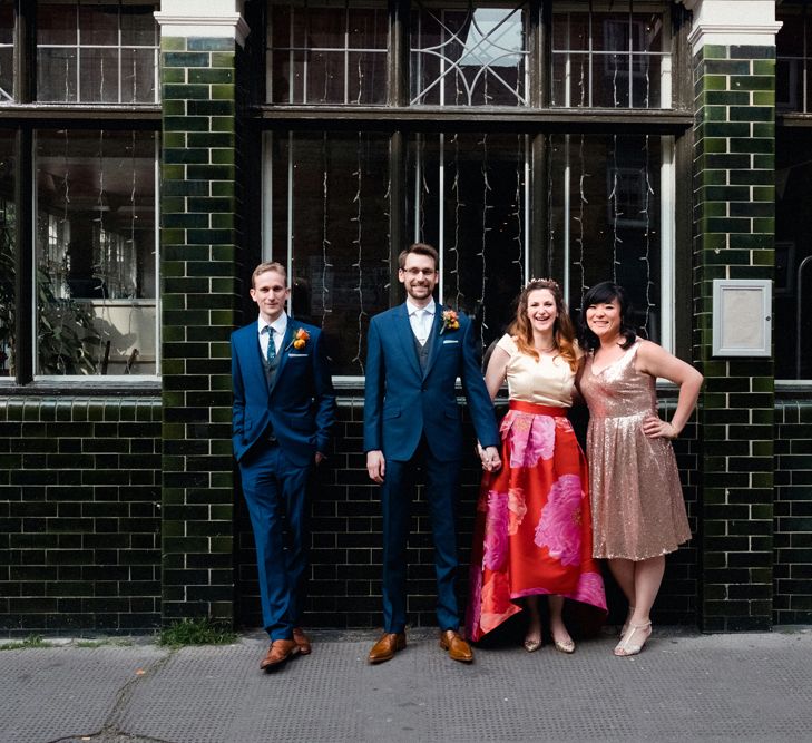 Etsy Wedding In London Pub With Artistic Woodland Details Bride In Bold Skirt By Coast & Bridesmaid In Sequinned Dress With Images By Claudia Rose Carter