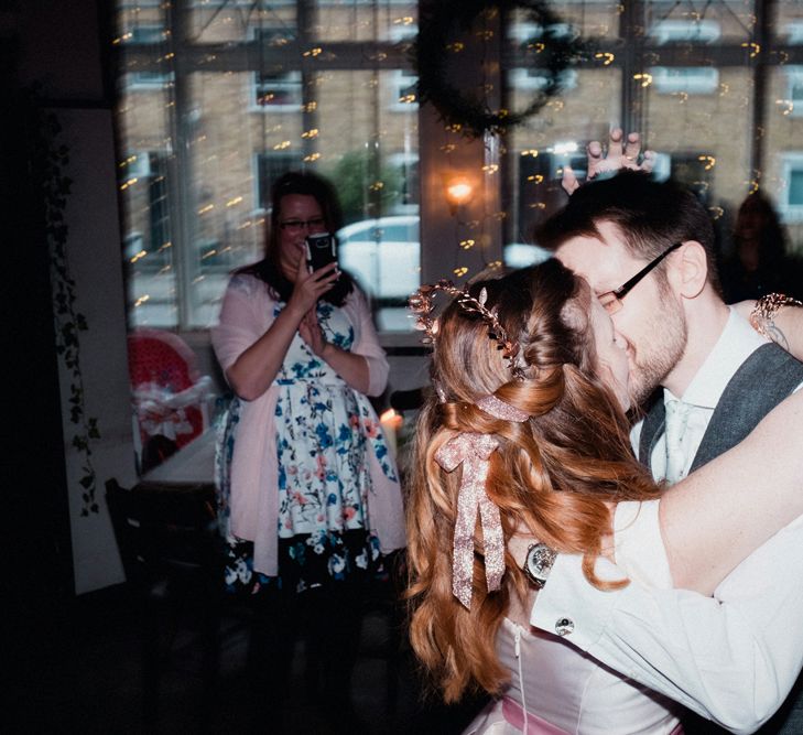 Etsy Wedding In London Pub With Artistic Woodland Details Bride In Bold Skirt By Coast & Bridesmaid In Sequinned Dress With Images By Claudia Rose Carter