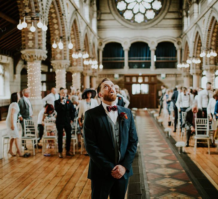 Groom at the Altar in Hugo Boss Suit | Luxe Wedding at St Stephen's Trust, Deconsecrated Church in Hampstead, London | Irene yap Photography