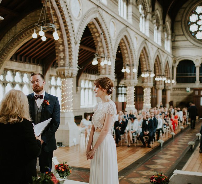 Ceremony | Bride in Inbal Raviv Gown | Luxe Wedding at St Stephen's Trust, Deconsecrated Church in Hampstead, London | Irene yap Photography