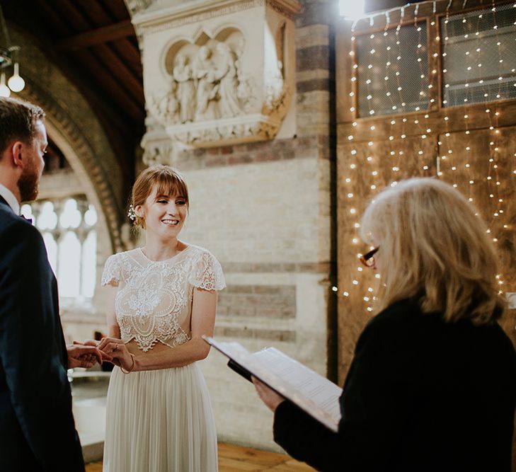 Ceremony | Bride in Inbal Raviv Gown | Luxe Wedding at St Stephen's Trust, Deconsecrated Church in Hampstead, London | Irene yap Photography