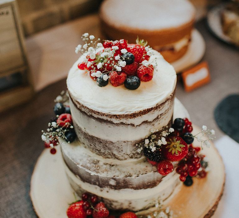 Homemade Semi Naked Wedding Cake | Luxe Wedding at St Stephen's Trust, Deconsecrated Church in Hampstead, London | Irene yap Photography