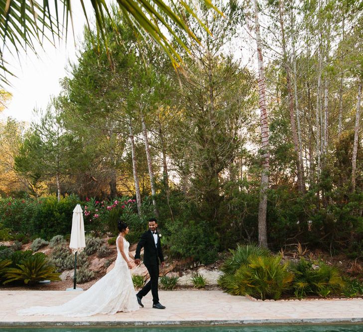 Bride in Lace Martina Liana Essense Design Wedding Dress | Groom in Paul Smith Suit | Ibiza Destination Wedding | Helen Abraham Photography | Ibiza Wedding Films