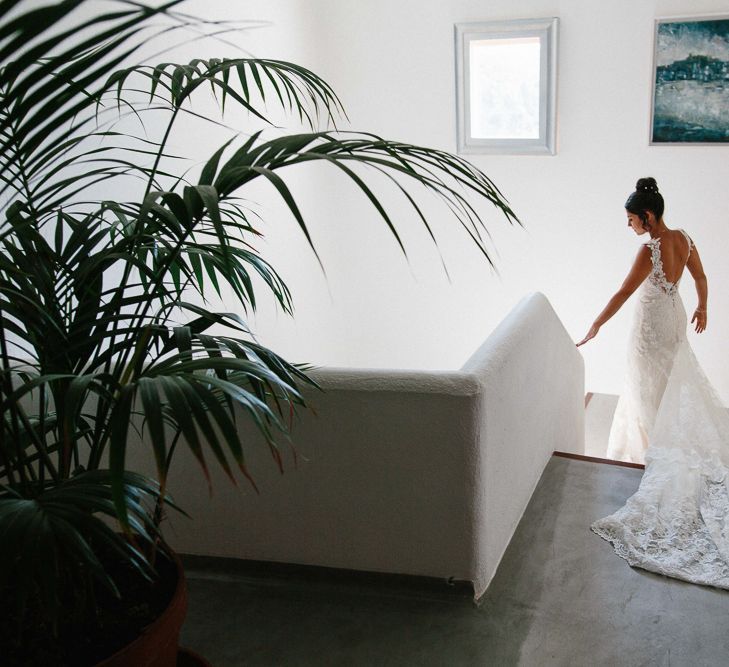 Bride in Lace Martina Liana Essense Design Wedding Dress | Ibiza Destination Wedding | Helen Abraham Photography | Ibiza Wedding Films