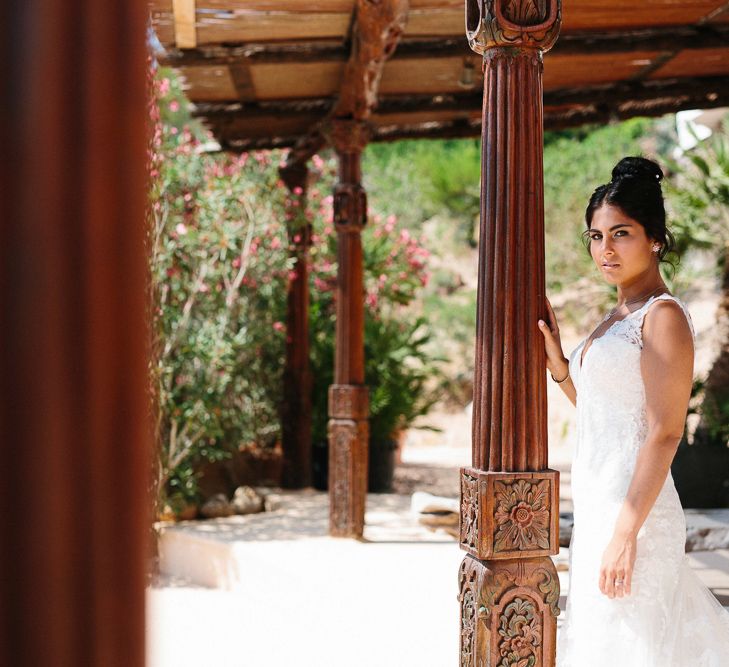 Bride in Lace Martina Liana Essense Design Wedding Dress | Ibiza Destination Wedding | Helen Abraham Photography | Ibiza Wedding Films