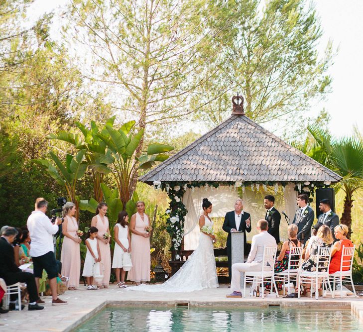 Wedding Ceremony | Bride in Lace Martina Liana Essense Design Wedding Dress | Groom in Paul Smith Suit | Ibiza Destination Wedding | Helen Abraham Photography | Ibiza Wedding Films