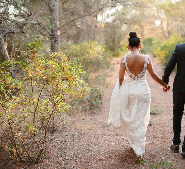 Bride in Lace Martina Liana Essense Design Wedding Dress | Groom in Paul Smith Suit | Ibiza Destination Wedding | Helen Abraham Photography | Ibiza Wedding Films