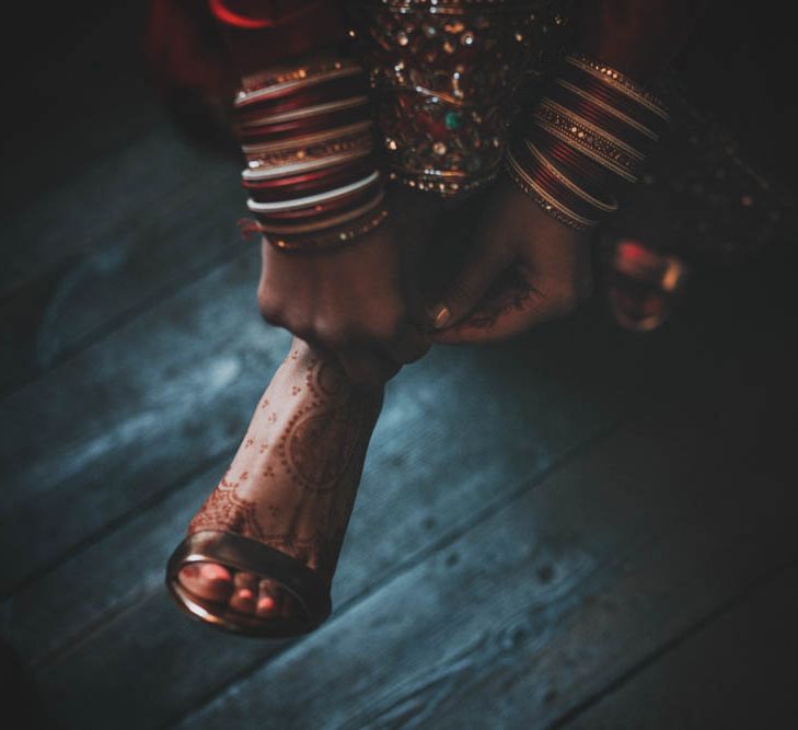 Non Religious Wedding With Indian & Spanish Cultural Traditions Bride In Simple Red Wedding Sari & ASOS Dress Images By Meghan Lorna