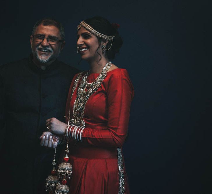 Non Religious Wedding With Indian & Spanish Cultural Traditions Bride In Simple Red Wedding Sari & ASOS Dress Images By Meghan Lorna