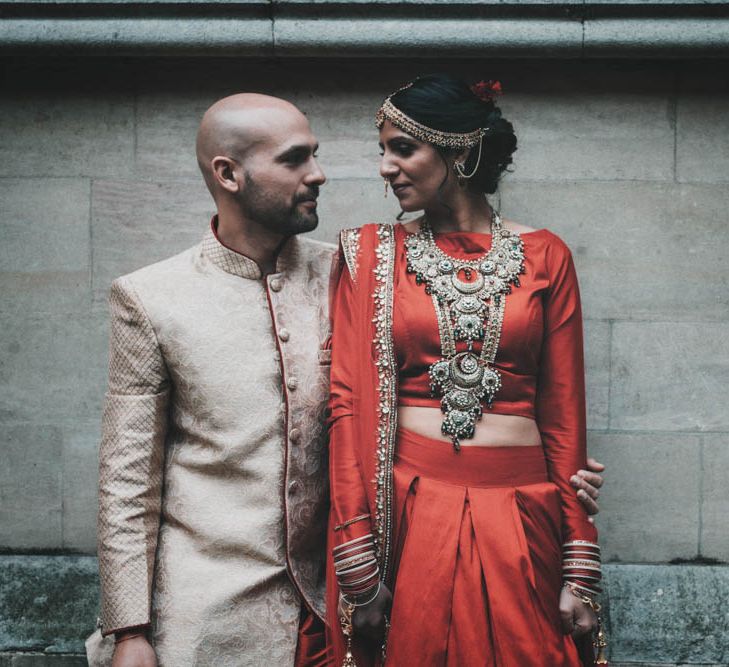 Non Religious Wedding With Indian & Spanish Cultural Traditions Bride In Simple Red Wedding Sari & ASOS Dress Images By Meghan Lorna