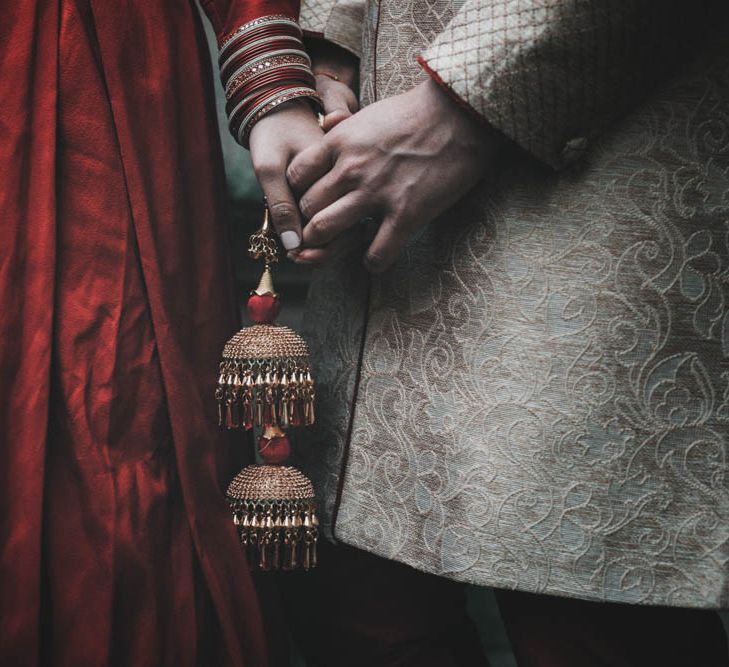 Non Religious Wedding With Indian & Spanish Cultural Traditions Bride In Simple Red Wedding Sari & ASOS Dress Images By Meghan Lorna