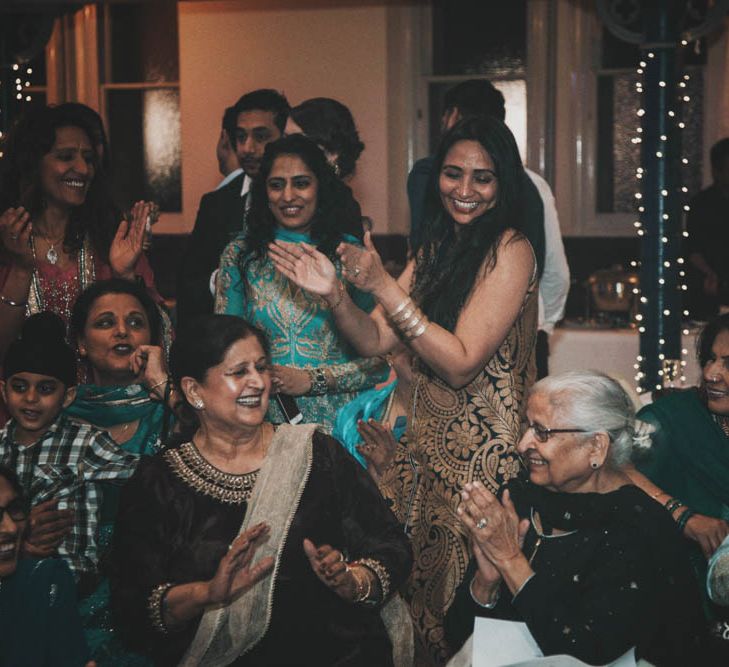 Non Religious Wedding With Indian & Spanish Cultural Traditions Bride In Simple Red Wedding Sari & ASOS Dress Images By Meghan Lorna