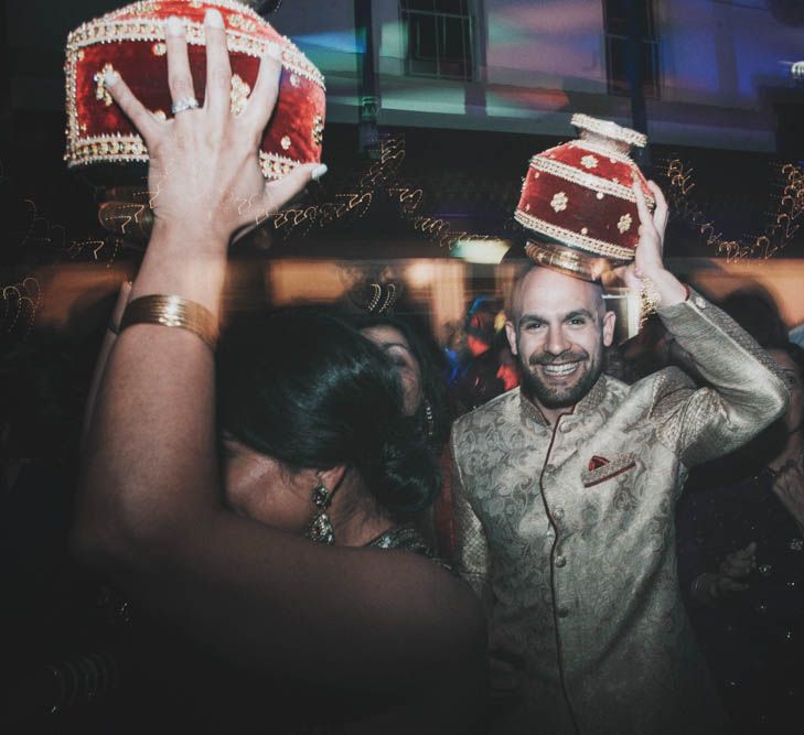 Non Religious Wedding With Indian & Spanish Cultural Traditions Bride In Simple Red Wedding Sari & ASOS Dress Images By Meghan Lorna