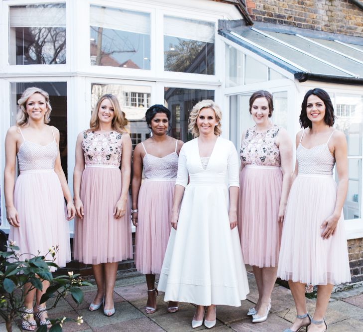 Bride in Delphine Manivet With Bridesmaids In Needle & Thread