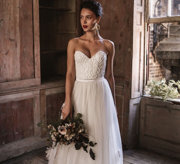 Corset & Skirt by Halfpenny London // Earrings by Pebble London // Styling by Beatnik Bride // Images by Benjamin Wheeler International Wedding Photographer