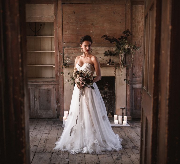 Corset & Skirt by Halfpenny London // Earrings by Pebble London // Styling by Beatnik Bride // Images by Benjamin Wheeler International Wedding Photographer