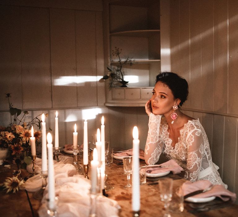 Dress by Katya Katya Shehurina // Earrings by Mimi Wade x Vicki Sarge // Ring by Pebble London // Styling by Beatnik Bride // Images by Benjamin Wheeler International Wedding Photographer