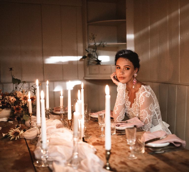 Dress by Katya Katya Shehurina // Earrings by Mimi Wade x Vicki Sarge // Ring by Pebble London // Styling by Beatnik Bride // Images by Benjamin Wheeler International Wedding Photographer