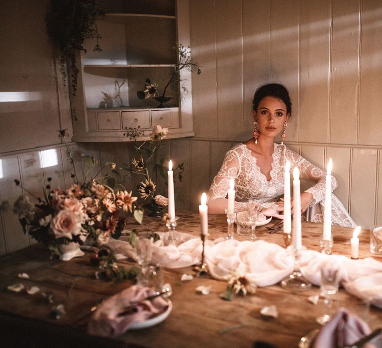 Dress by Katya Katya Shehurina // Earrings by Mimi Wade x Vicki Sarge // Ring by Pebble London // Styling by Beatnik Bride // Images by Benjamin Wheeler International Wedding Photographer