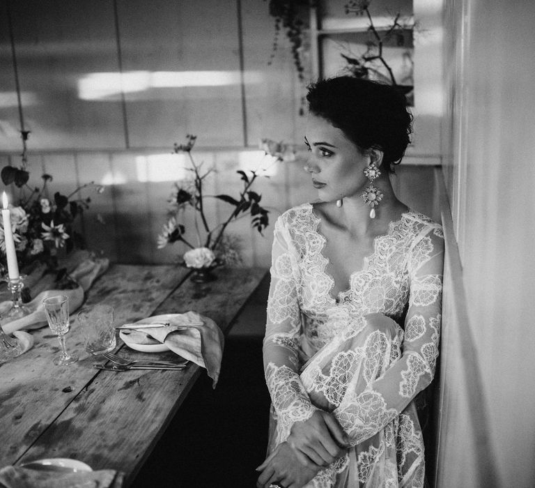 Dress by Katya Katya Shehurina // Earrings by Mimi Wade x Vicki Sarge // Ring by Pebble London // Styling by Beatnik Bride // Images by Benjamin Wheeler International Wedding Photographer