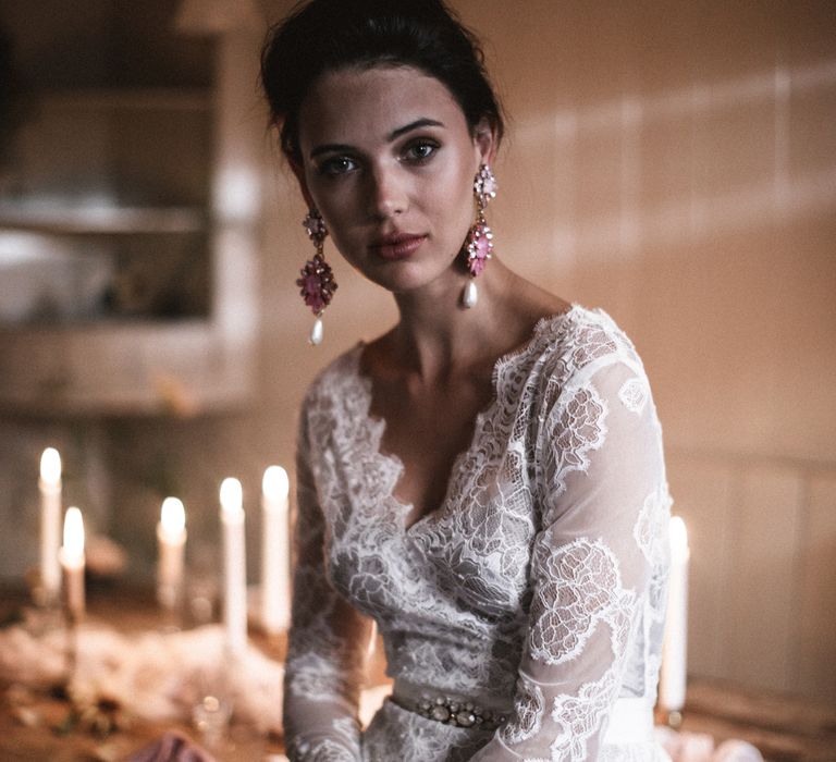 Dress by Katya Katya Shehurina // Earrings by Mimi Wade x Vicki Sarge // Ring by Pebble London // Styling by Beatnik Bride // Images by Benjamin Wheeler International Wedding Photographer