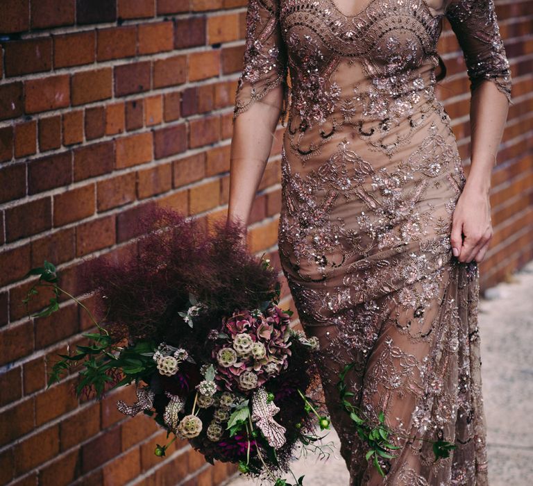 Urban Inspiration Shoot in New York City | Soho to Brooklyn Bridge | Suzanne Hardward Couture Gown | Deep Florals | Bonnie Jenkins Photography