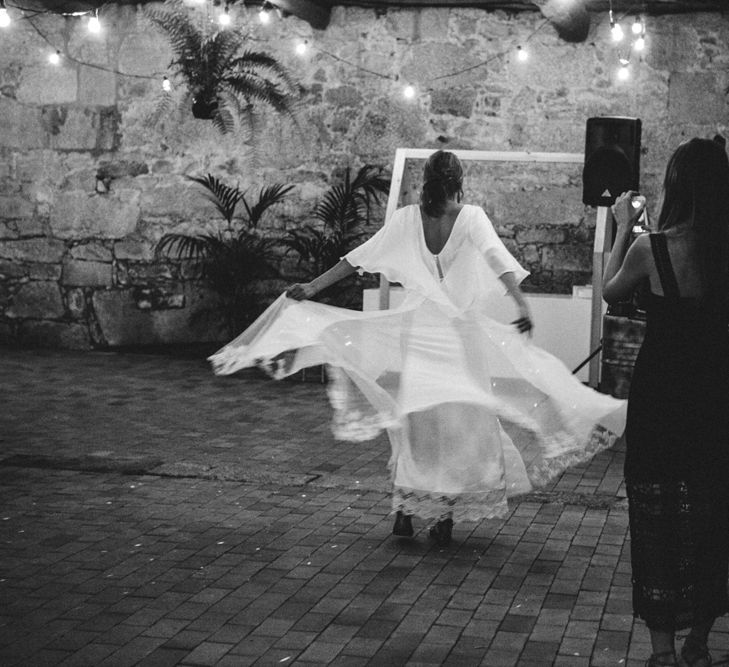 Bride in Isabel Nuñez Wedding Dress