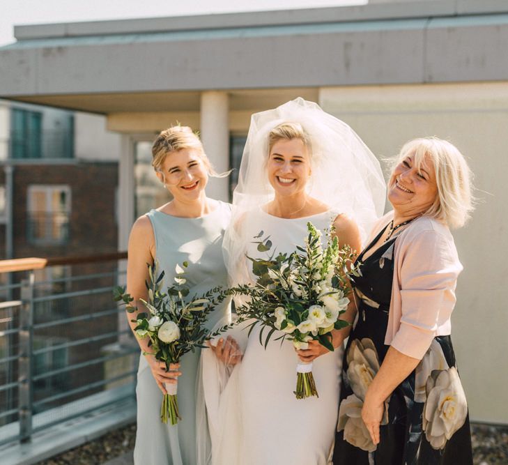 Bride in Pronovias Gown | Bridesmaids in Pale Green Ghost Dresses | The Harbour Church Portsmouth Wedding | Emily & Steve Photography