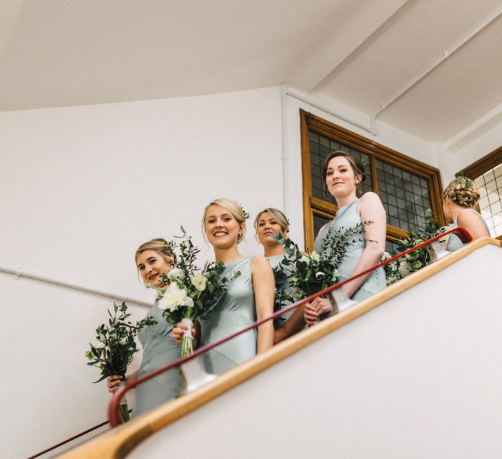 Bridesmaids in Pale Green Ghost Dresses | The Harbour Church Portsmouth Wedding | Emily & Steve Photography