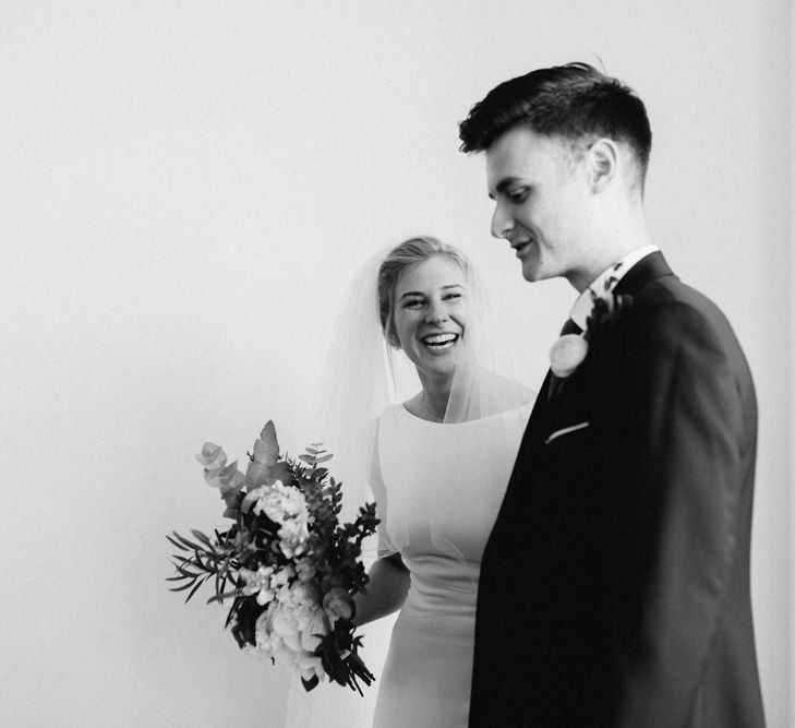 Wedding Ceremony | Bride in Pronovias | Groom in Navy Reiss Suit | The Harbour Church Portsmouth Wedding | Emily & Steve Photography