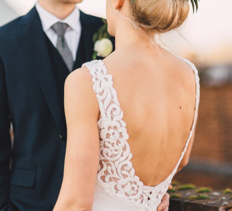 Bride in Pronovias Gown | Groom in Navy Reiss Suit | The Harbour Church Portsmouth Wedding | Emily & Steve Photography