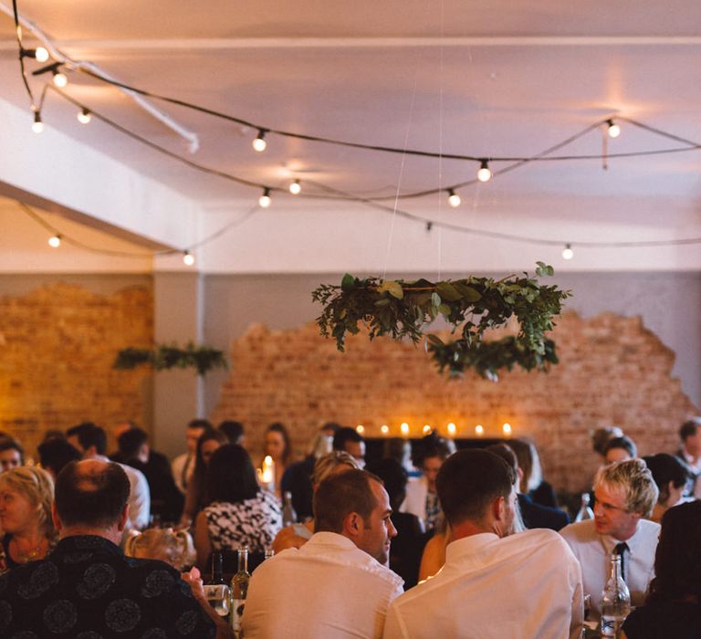 Festoon Lights Decor | The Harbour Church Portsmouth Wedding | Emily & Steve Photography