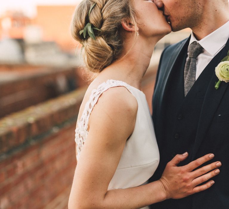 Bride in Pronovias Gown | Groom in Navy Reiss Suit | The Harbour Church Portsmouth Wedding | Emily & Steve Photography