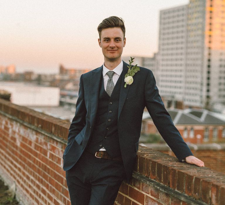 Groom in Navy Reiss Suit | The Harbour Church Portsmouth Wedding | Emily & Steve Photography