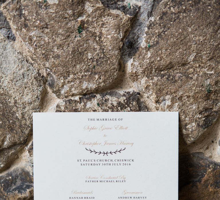 Order of Service Wedding Stationery