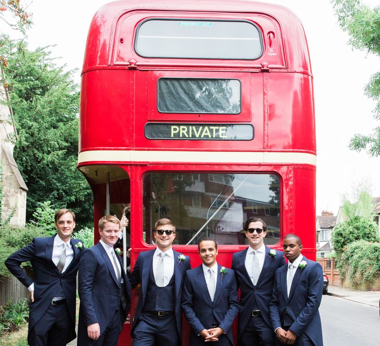 Groomsmen in Navy Morning suits