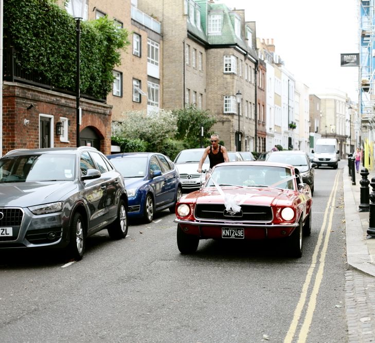 Red Mustang Wedding Car