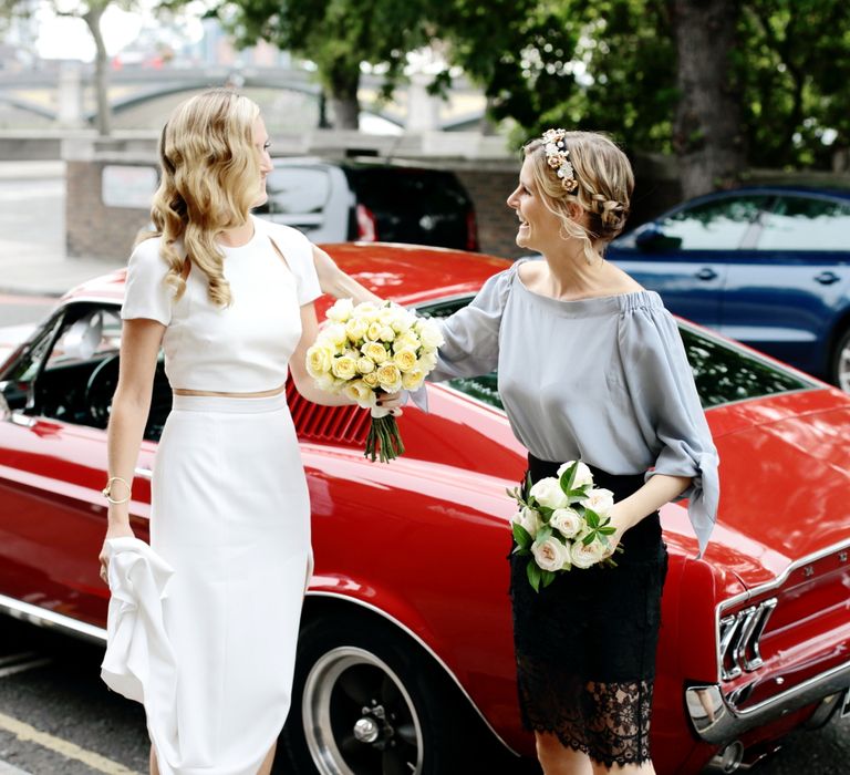 Bride in Contemporary J Mendel Wedding Dress | Dasha Caffrey Photography