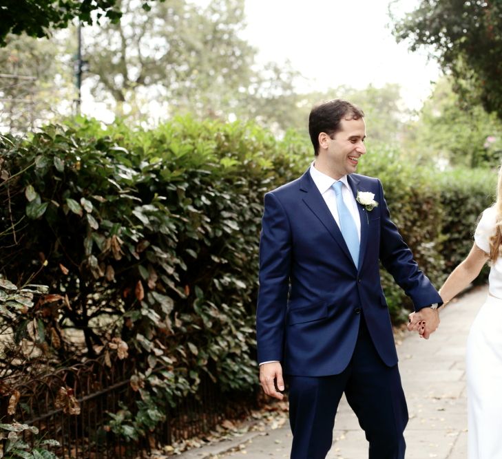 Bride in Contemporary J Mendel Wedding Dress | Groom in Gieves & Hawkes Suit | Dasha Caffrey Photography