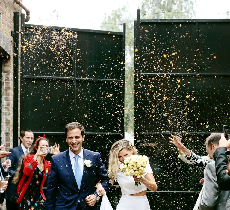 Bride in Contemporary J Mendel Wedding Dress | Groom in Gieves & Hawkes Suit | Dasha Caffrey Photography