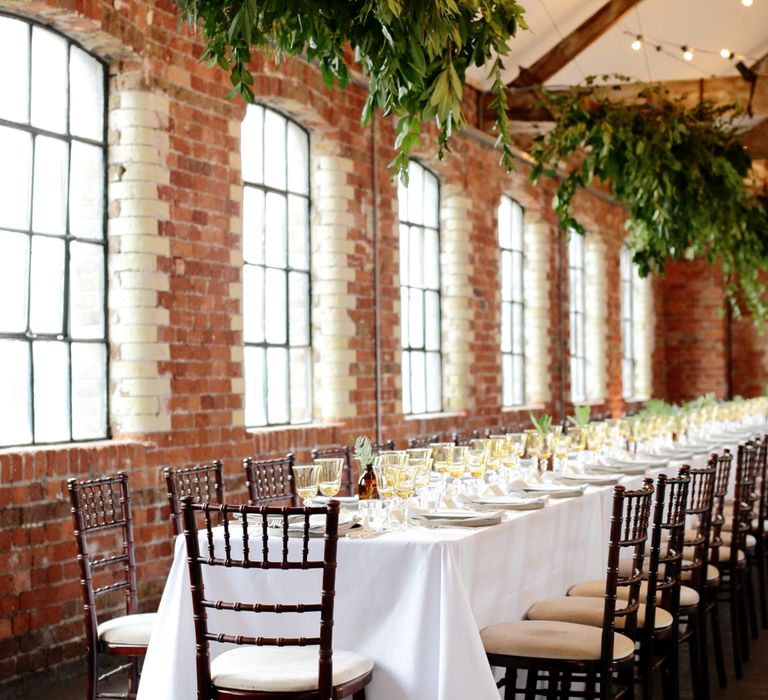 Loft Studios Venue | Hanging Foliage | Festoon Lights | Dasha Caffrey Photography | Liz Linklater Event Planning & Design