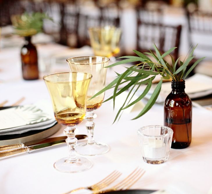 Brown Bottle & Fern Foliage Centrepiece | Dasha Caffrey Photography | Liz Linklater Event Planning & Design