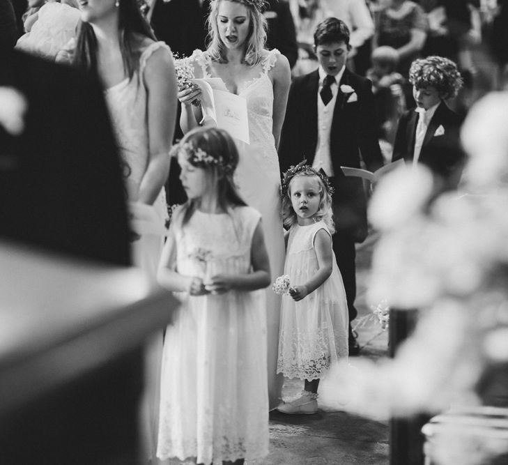 DIY Rustic Wedding At Longbourn Barn Warwickshire With Bride In Claire Pettibone With Reception Catered By The Family & Images By Frances Sales