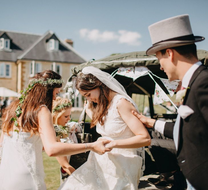 DIY Rustic Wedding At Longbourn Barn Warwickshire With Bride In Claire Pettibone With Reception Catered By The Family & Images By Frances Sales