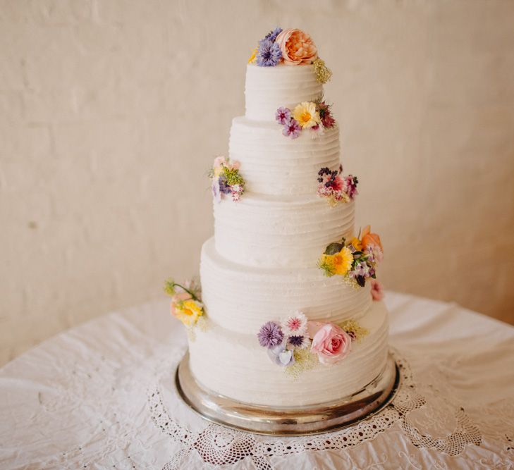 Buttercream Wedding Cake With Fresh Flowers